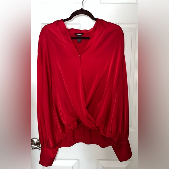 Express Tops - Express Bold Red Satin Blouse XL